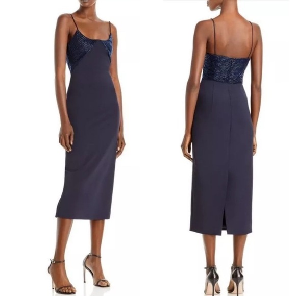 Cushnie et Ochs Dresses & Skirts - CUSHNIE Embellished Beaded Neckline Bodice Bodycon Cocktail Pencil Midi Dress